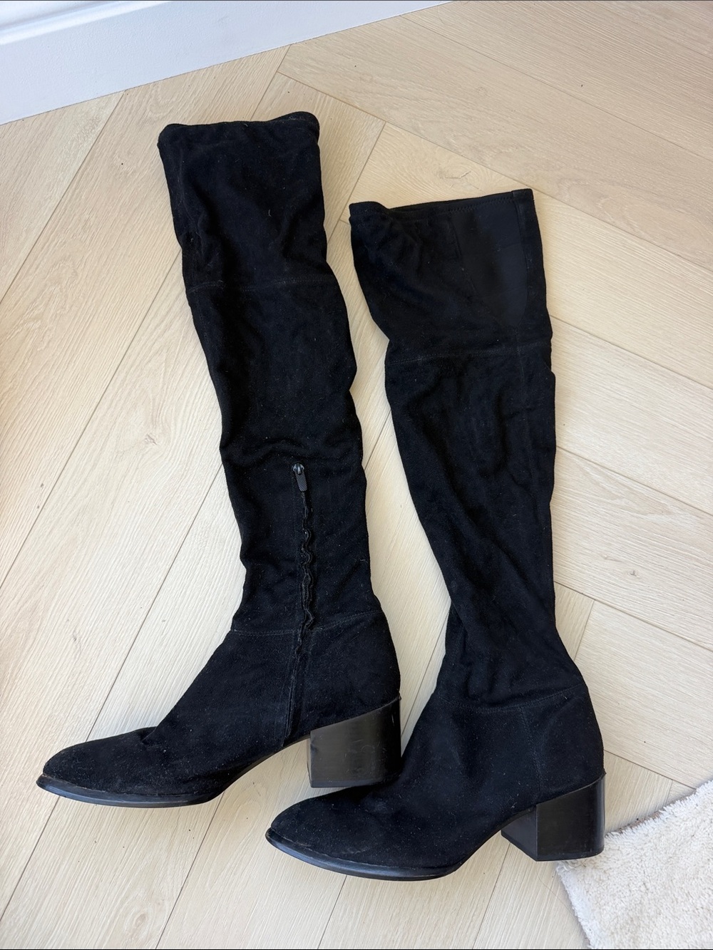 Calvin Klein Black Suede Over-the-Knee Suede Block Heel Boots